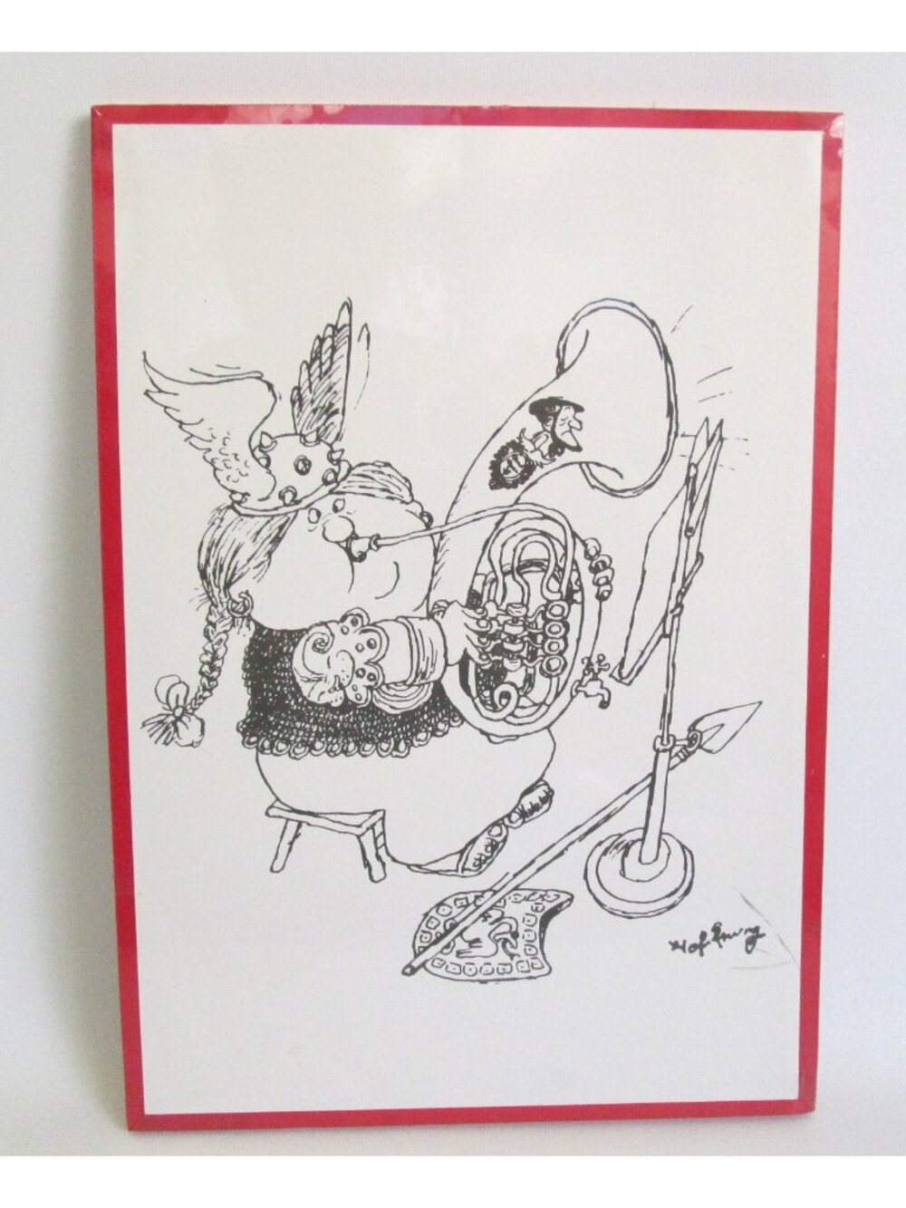 Gerard Hoffnung Print Wagner's Tuba Humorous Musical Cartoon 9 x 13